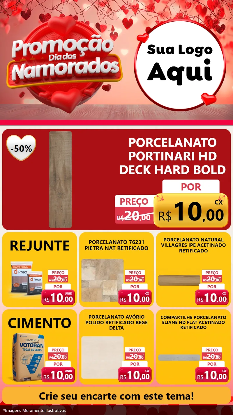 Modelo de Rede Social para Stories com o tema Promoção Dia dos Namorados para Pisos e revestimentos