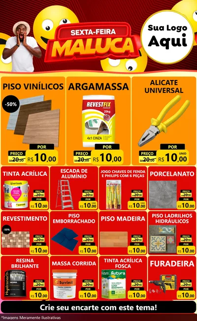 Modelo de Encarte para Encarte Grande com o tema Sexta-feira Maluca para Material para Construção