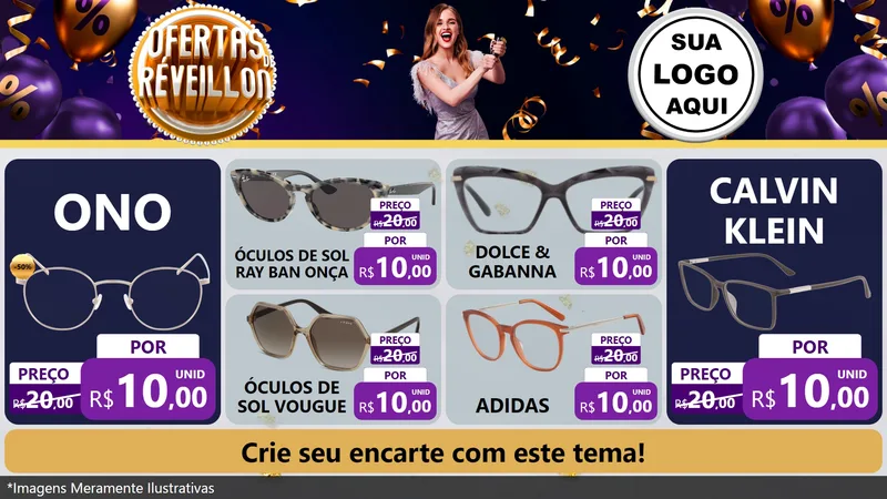 Modelo de TV para TV Horizontal com o tema Ofertas de Réveillon para Óticas