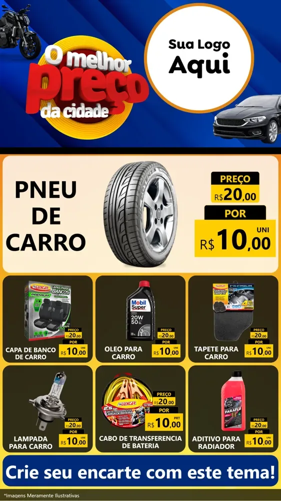 Modelo de Rede Social para Stories com o tema O Melhor Preço da Cidade - Auto e Motopeças para Auto peças