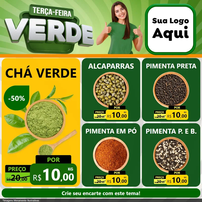 Modelo de Rede Social para Feed Facebook com o tema Terça - Feira Verde para Produtos Naturais