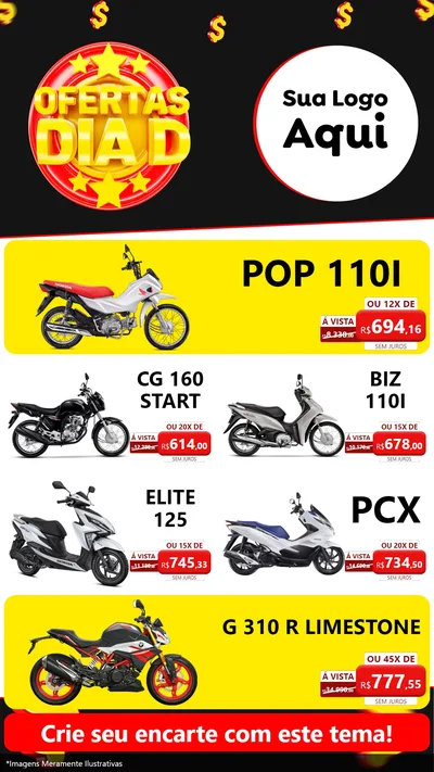 Modelo de TV para TV Vertical com o tema Dia D para Concessionaria de Motos