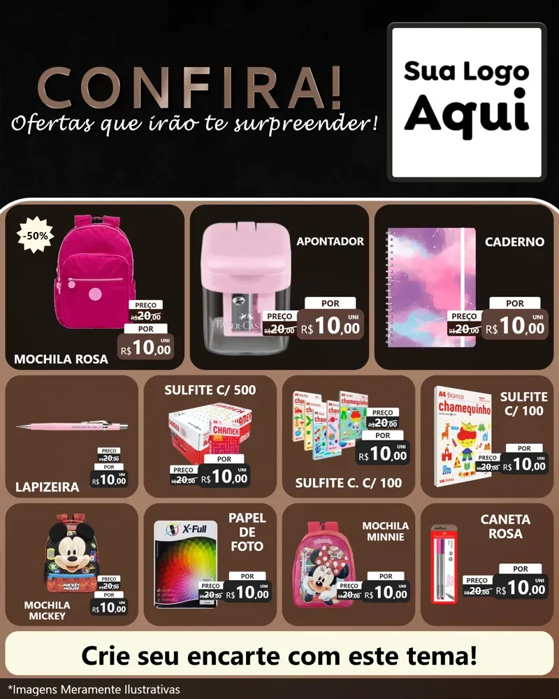 Modelo de Rede Social para Feed Instagram com o tema Confira! Ofertas que irão te surpreender! para Papelaria