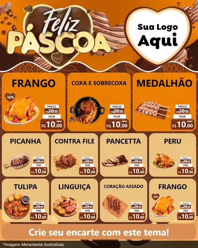 Modelo de Rede Social para Feed Instagram com o tema Feliz Páscoa para Assados