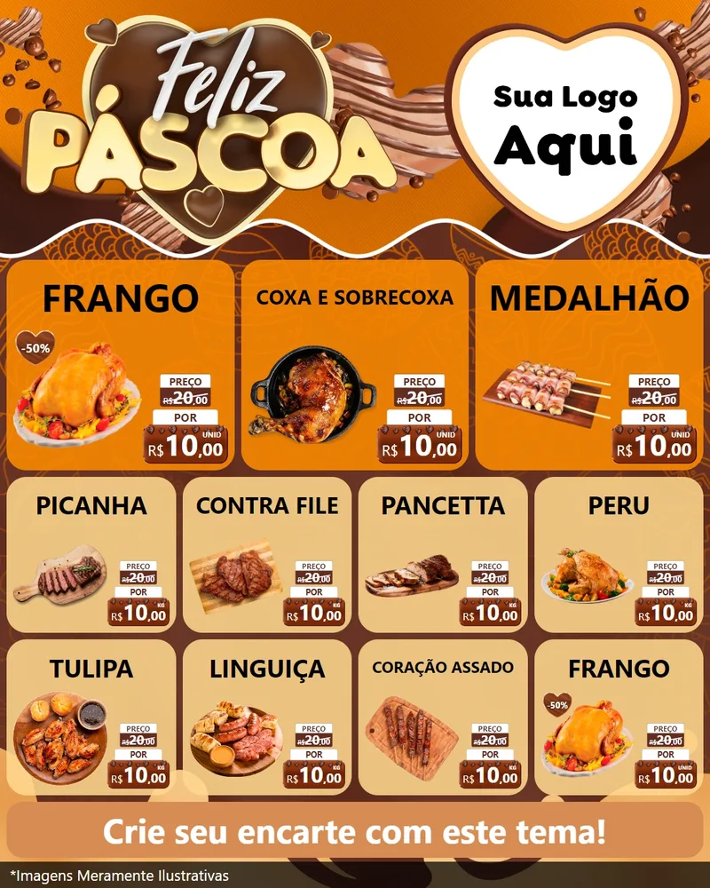 Modelo de Rede Social para Feed Instagram com o tema Feliz Páscoa para Assados