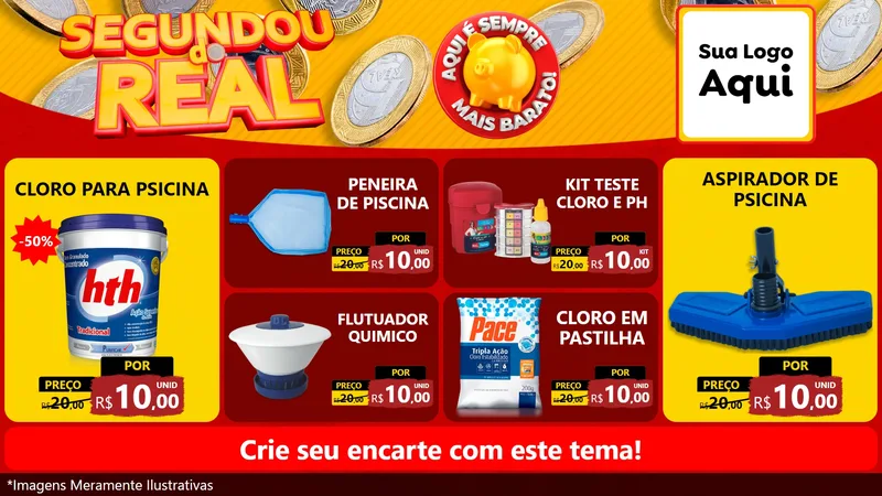 Modelo de TV para TV Horizontal com o tema Segundou do Real para Produtos para Piscina