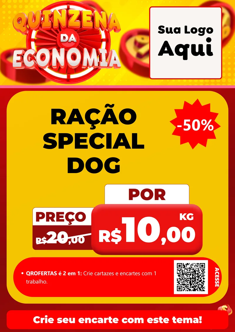 Modelo de Cartaz para Cartaz A4 Vertical com o tema Quinzena Da Economia para Pet Shop