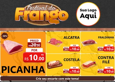 Modelo de Encarte para Encarte A4 Horizontal com o tema Festival do Frango para Açougue