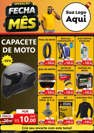 Modelo de Encarte para Encarte A4 Vertical com o tema Operação Fecha Mês para Moto peças