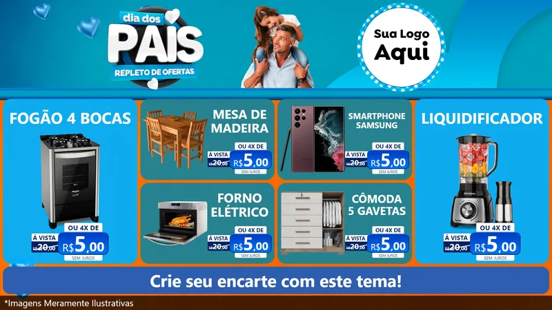 Modelo de TV para TV Horizontal com o tema Dia Dos Pais Repleto de Ofertas para Móveis e Eletro