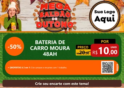 Modelo de Cartaz para Cartaz A4 Horizontal com o tema Mega Saldão de Outono para Baterias Elétricas