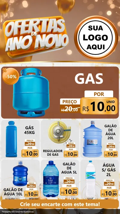 Modelo de Rede Social para Stories com o tema Ofertas de Ano Novo para Água e gás