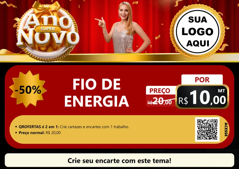 Modelo de Cartaz para Cartaz A4 Horizontal com o tema Super Ano Novo para Materiais Elétricos