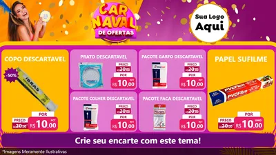 Modelo de TV para TV Horizontal com o tema Carnaval de Ofertas para Embalagens