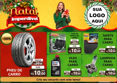 Modelo de Encarte para Encarte A4 Horizontal com o tema Natal Imperdível para Auto peças