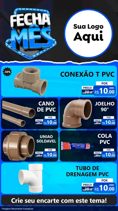 Modelo de TV para TV Vertical com o tema Fecha Mês para Tubos e conexões