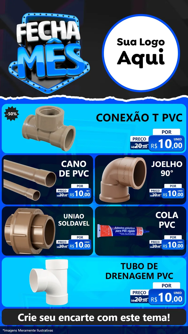 Modelo de TV para TV Vertical com o tema Fecha Mês para Tubos e conexões