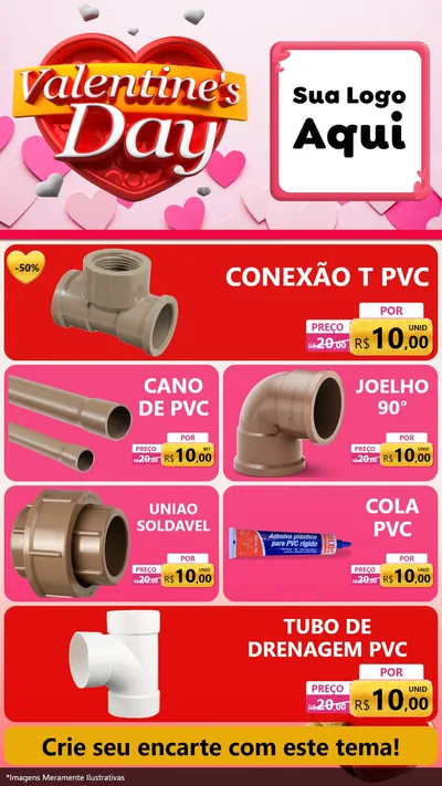 Modelo de TV para TV Vertical com o tema Valentine's Day para Tubos e conexões