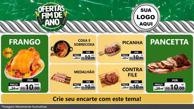 Modelo de TV para TV Horizontal com o tema Ofertas Fim de Ano para Assados