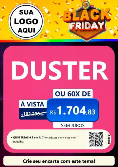 Modelo de Cartaz para Cartaz A4 Vertical com o tema Black Friday para Concessionaria de Carros