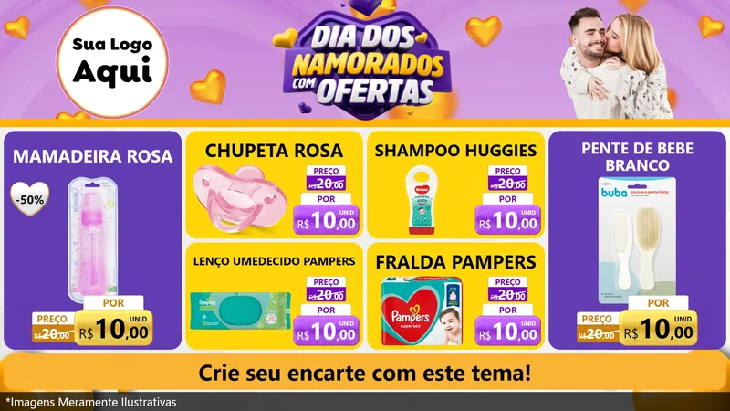 Modelo de TV para TV Horizontal com o tema Dia Dos Namorados Com Ofertas para Bebês