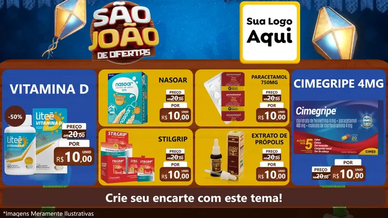 Modelo de TV para TV Horizontal com o tema São João Ofertas Imbatíveis! - Junina para Farmácia