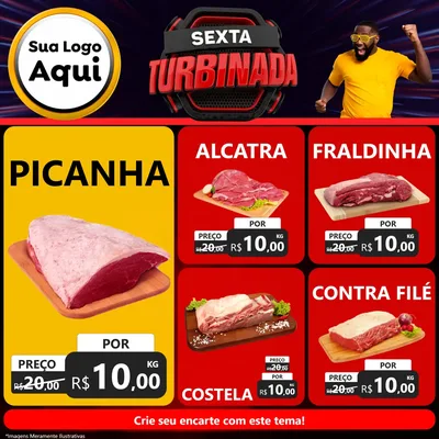 Modelo de Rede Social para Feed Facebook com o tema Sexta Turbinada para Açougue