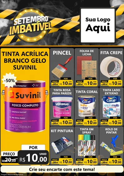 Modelo de Encarte para Encarte A4 Vertical com o tema Setembro Imbatível para Tintas e Ferramentas