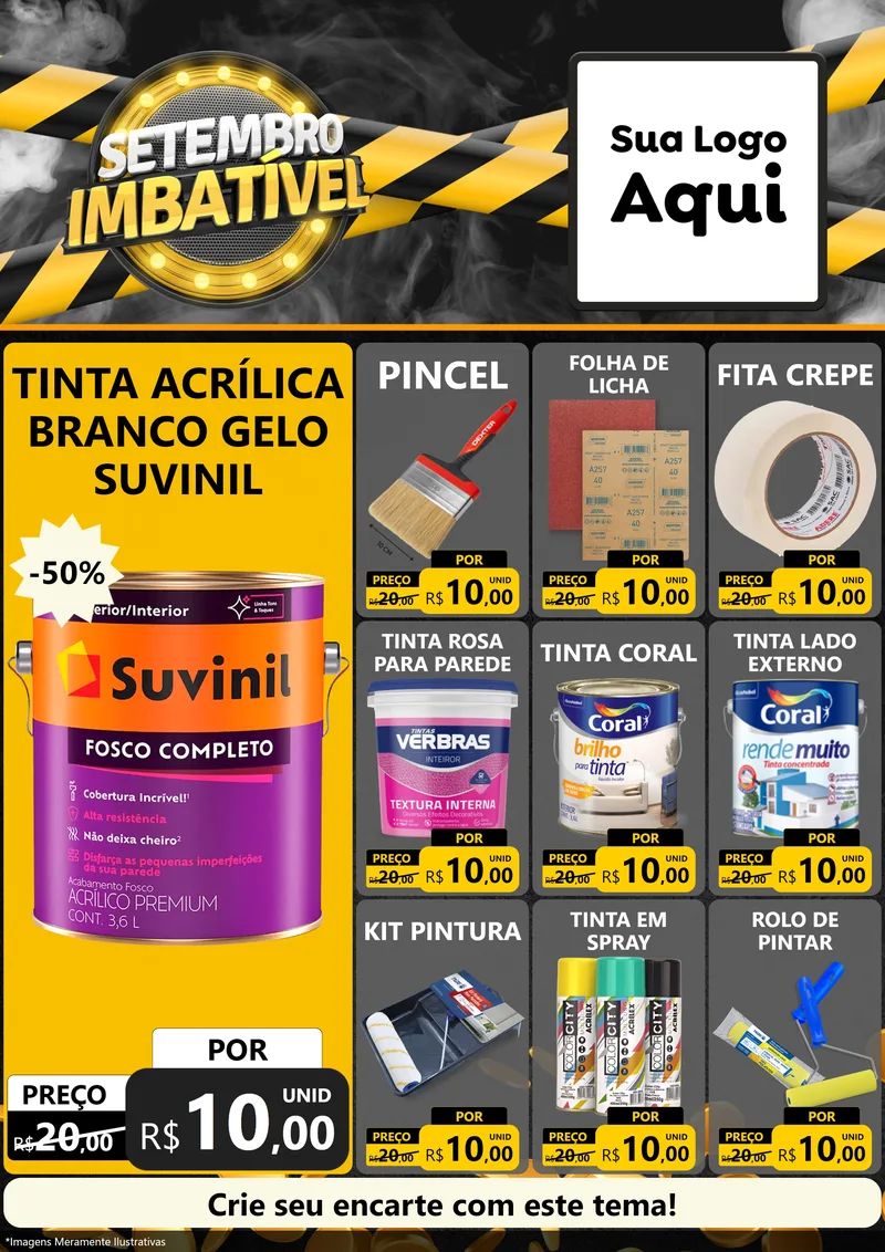 Modelo de Encarte para Encarte A4 Vertical com o tema Setembro Imbatível para Tintas e Ferramentas