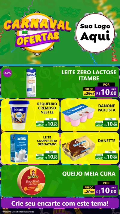 Modelo de TV para TV Vertical com o tema Carnaval de Ofertas para Frios e Laticínios