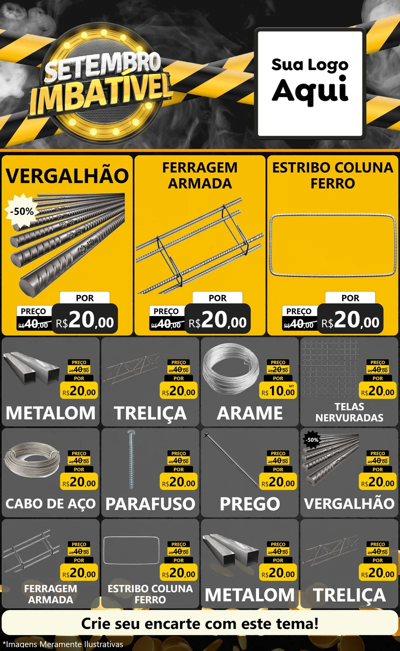 Modelo de Encarte para Encarte Grande com o tema Setembro Imbatível para Ferragens