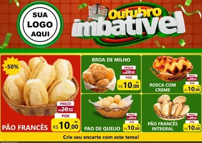 Modelo de Encarte para Encarte A4 Horizontal com o tema Outubro Imbatível para Padaria