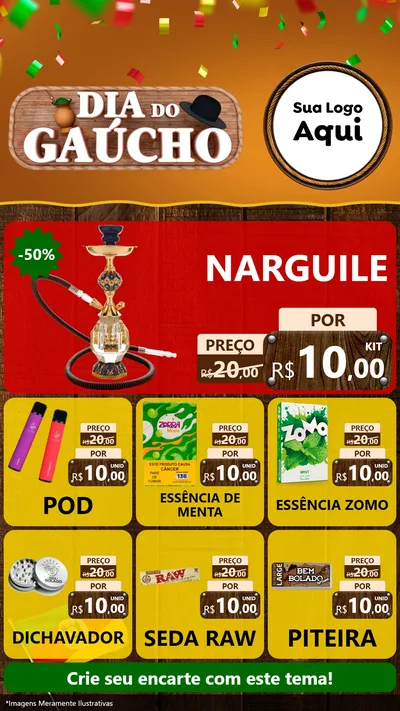 Modelo de Rede Social para Stories com o tema Dia do Gaúcho para Tabacaria