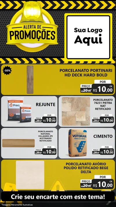 Modelo de TV para TV Vertical com o tema Alerta de Promoções para Pisos e revestimentos