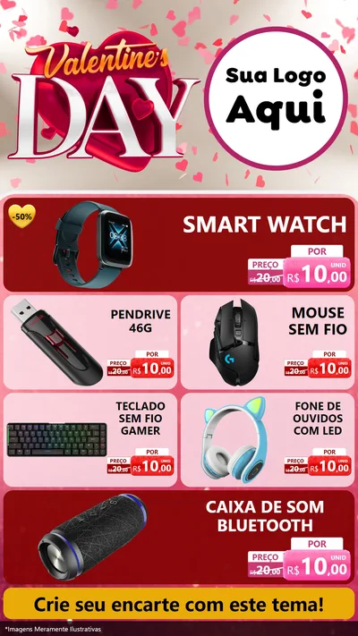 Modelo de TV para TV Vertical com o tema Valentine's Day para Informática