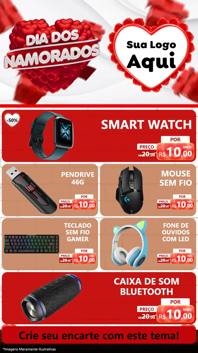 Modelo de TV para TV Vertical com o tema Dia dos Namorados para Informática