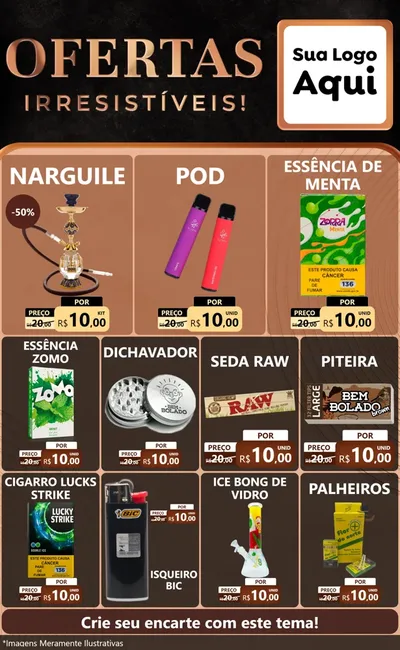 Modelo de Encarte para Encarte Grande com o tema Ofertas Irresistíveis! para Tabacaria