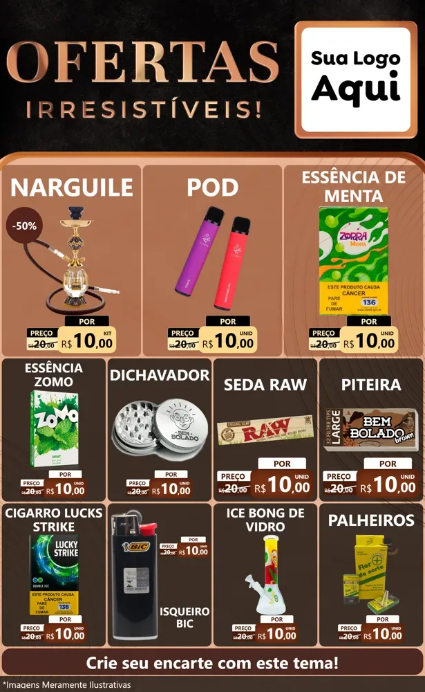 Modelo de Encarte para Encarte Grande com o tema Ofertas Irresistíveis! para Tabacaria