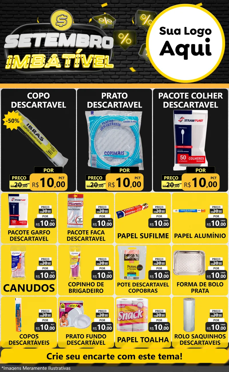 Modelo de Encarte para Encarte Grande com o tema Setembro Imbatível para Embalagens