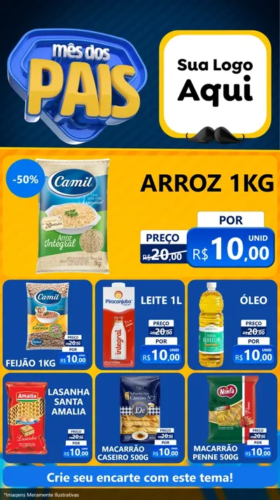 Modelo de Rede Social para Stories com o tema Mês dos Pais para Supermercado