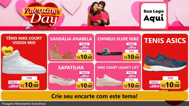 Modelo de TV para TV Horizontal com o tema Valentine's Day para Calçados