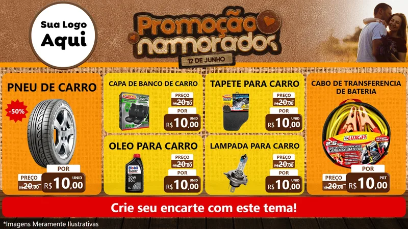 Modelo de TV para TV Horizontal com o tema Promoção Namorados para Auto peças