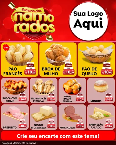 Modelo de Rede Social para Feed Instagram com o tema Semana dos namorados para Padaria