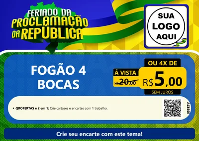 Modelo de Cartaz para Cartaz A4 Horizontal com o tema Feriado da Proclamação da República para Móveis e Eletro