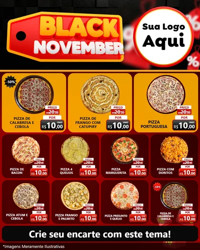 Modelo de Rede Social para Feed Instagram com o tema Black November para Pizzaria