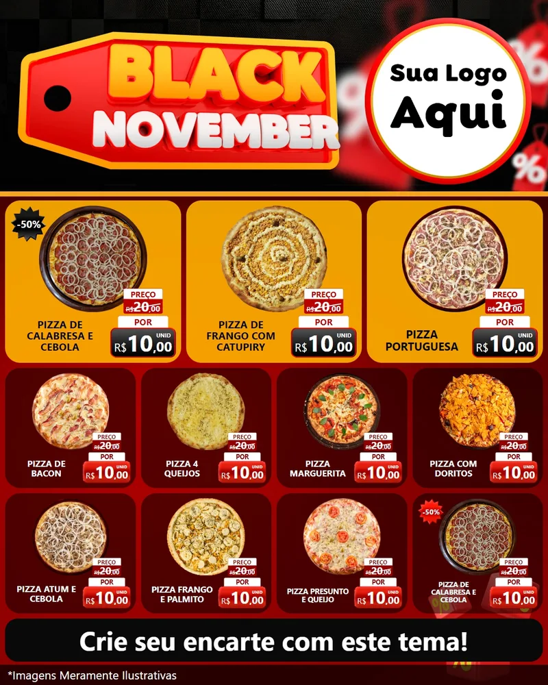Modelo de Rede Social para Feed Instagram com o tema Black November para Pizzaria