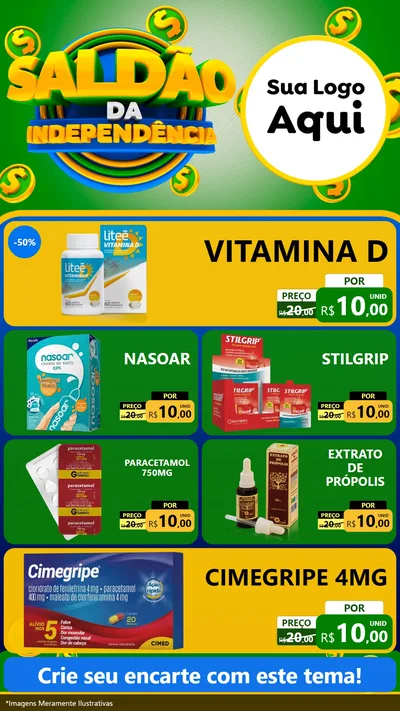 Modelo de TV para TV Vertical com o tema Saldão da Indepêndencia para Farmácia