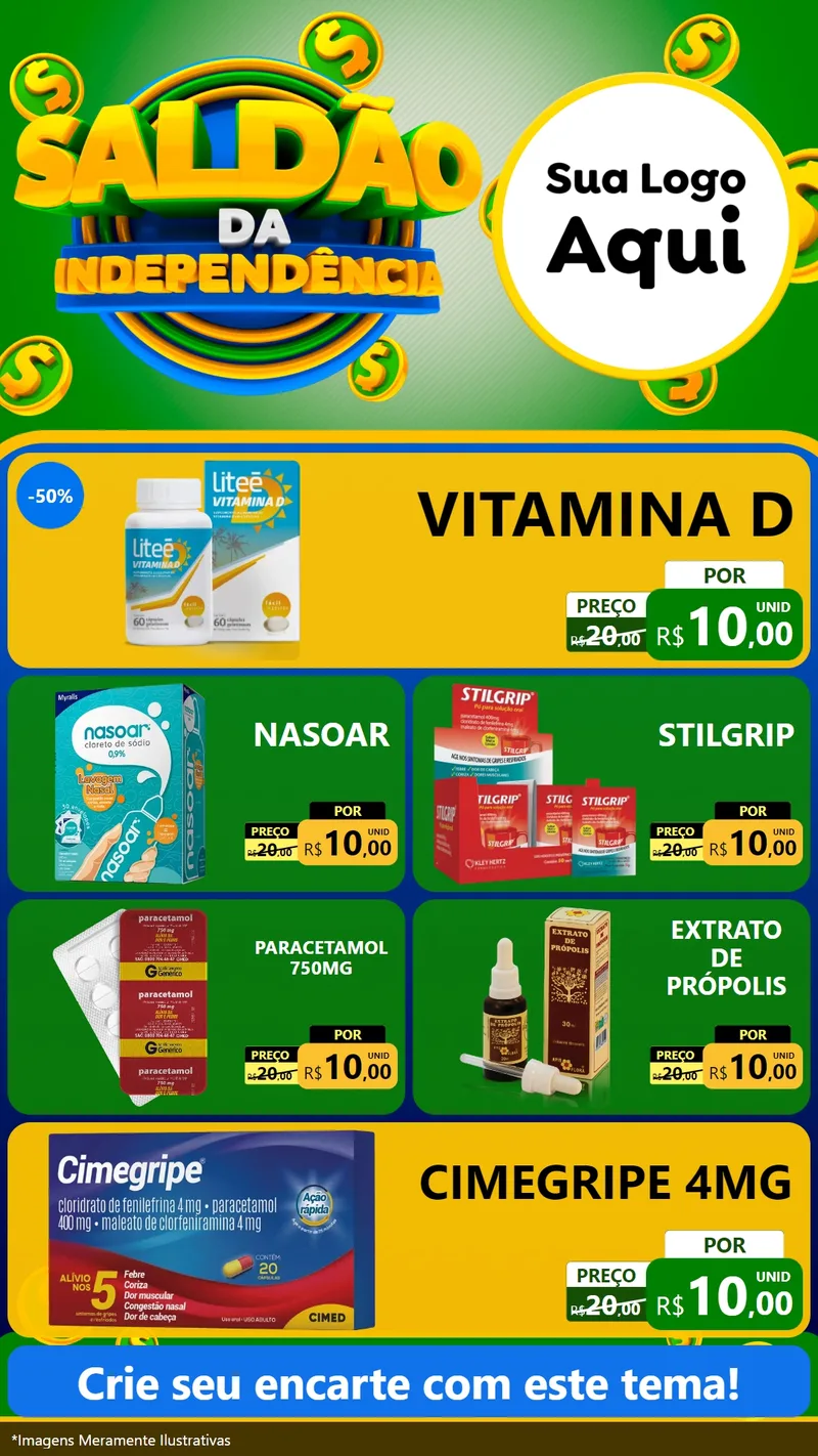 Modelo de TV para TV Vertical com o tema Saldão da Indepêndencia para Farmácia