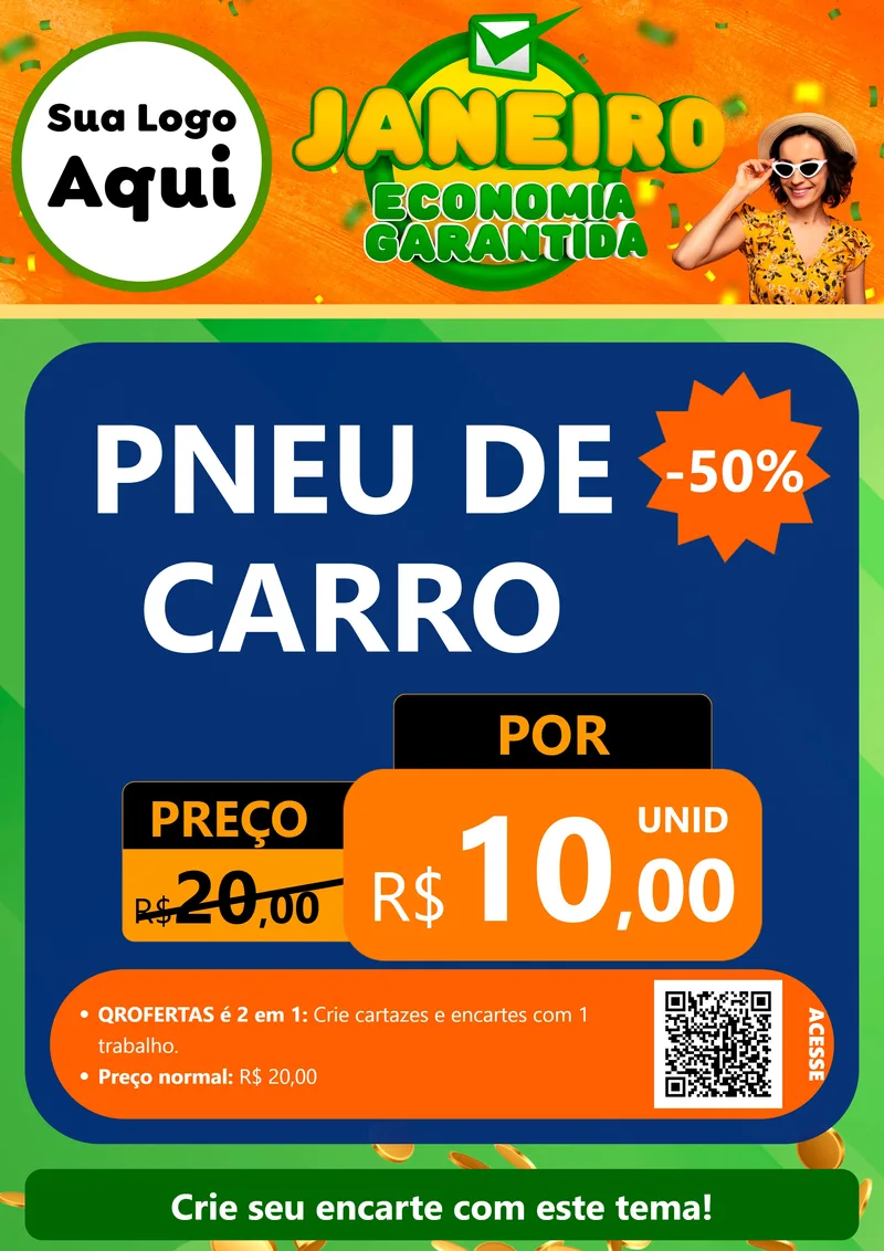 Modelo de Cartaz para Cartaz A4 Vertical com o tema Janeiro - Economia Garantida para Auto peças