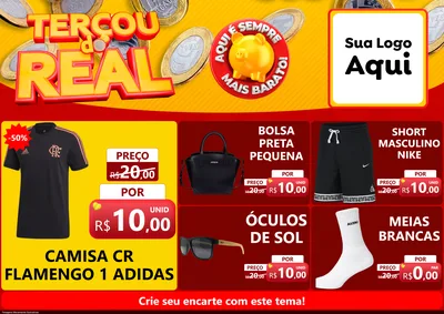 Modelo de Encarte para Encarte A4 Horizontal com o tema Terçou do Real para Roupas e acessórios